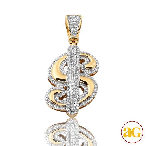 10KY 0.50CTW DIAMOND $ DOLLAR SIGN PENDANT - Norma's Jewelry