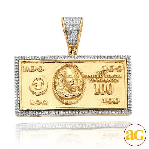 10KY 0.40CTW DIAMOND $100 BILL PENDANT - Norma's Jewelry