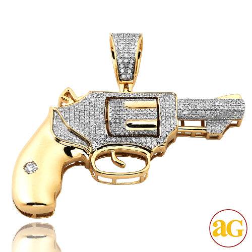 10KY 1.15CTW DIAMOND 'REVOLVER' GUN PENDANT - Norma's Jewelry
