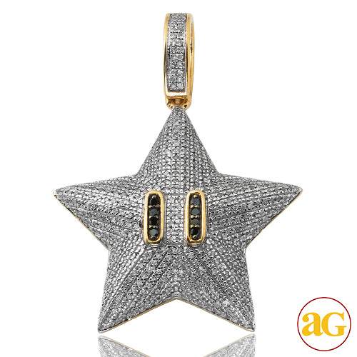 10KY 1.00CTW BLACK AND WHITE DIAMOND STAR EMOJI - Norma's Jewelry