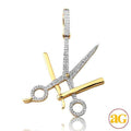 10KY 0.25CTW DIAMOND BARBER SCISSORS AND BLADE - Norma's Jewelry