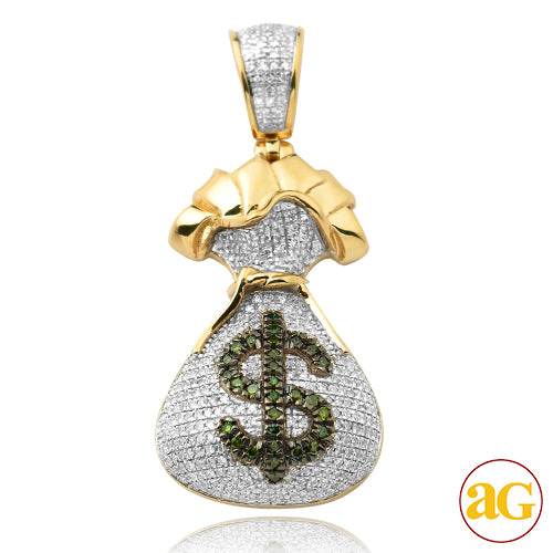 10KY 0.85CTW GREEN AND WHITE DIAMOND MONEY BAG - Norma's Jewelry