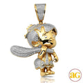 10KY 0.80CTW DIAMOND 'BAM BAM' FIGURE PENDANT - Norma's Jewelry