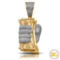 10KY 0.75CTW DIAMOND MONEY FIST PENDANT - VERTICAL - Norma's Jewelry