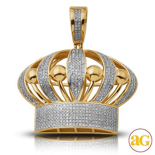 10KY 0.90CTW DIAMOND PUFFED CROWN PENDANT - Norma's Jewelry