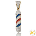 10KY 0.50CTW DIAMOND BARBER POLL PENDANT W/ENAMEL - Norma's Jewelry