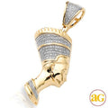 10KY 0.35CTW DIAMOND SIDE FACE NEFERTITI PENDANT - Norma's Jewelry