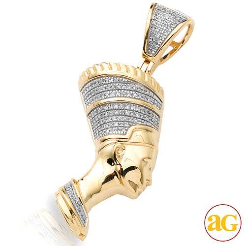 10KY 0.35CTW DIAMOND SIDE FACE NEFERTITI PENDANT - Norma's Jewelry
