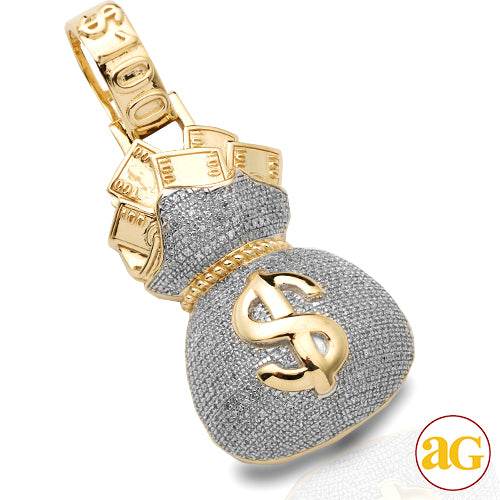 10KY 1.15CTW DIAMOND 'MONEYBAG' PENDANT - Norma's Jewelry