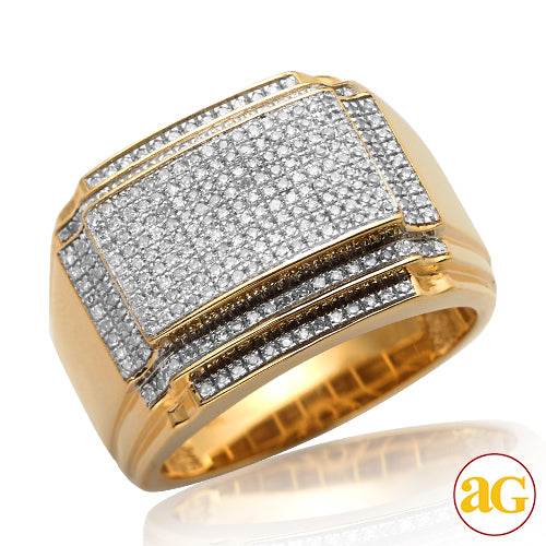 10KY 0.50CTW MICROPAVE DIAMOND 3-LAYERED RECTANGLE - Norma's Jewelry