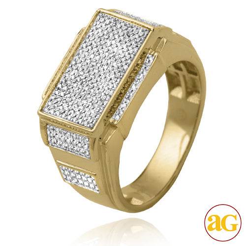 10KY 0.55CTW MICROPAVE DIAMOND RECTANGLE FACE RING - Norma's Jewelry