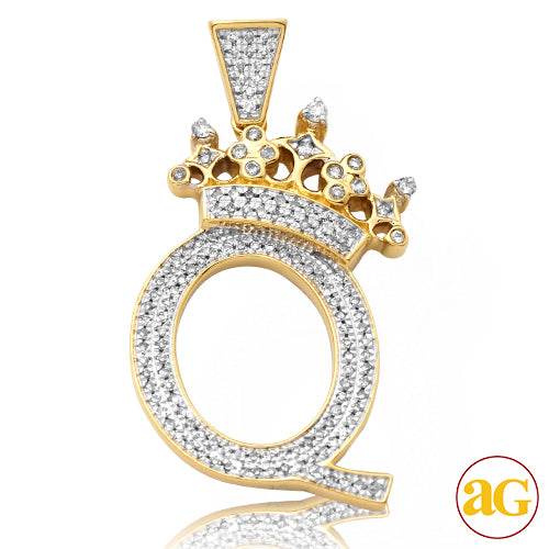 10KY 0.45CTW DIAMOND INITIAL WITH CROWN PENDANT - - Norma's Jewelry