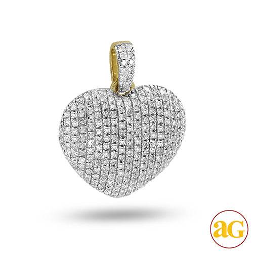 14KY 0.50CTW DIAMOND PUFFED HEART PENDANT - MEDIUM - Norma's Jewelry