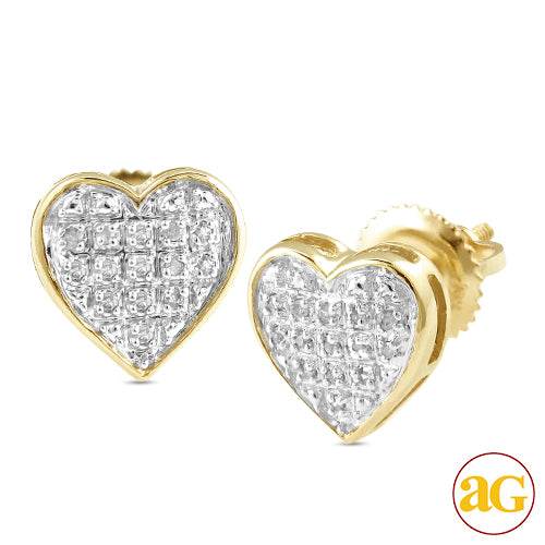 10KY 0.10CTW DIAMOND HEART DOME EARRINGS - Norma's Jewelry