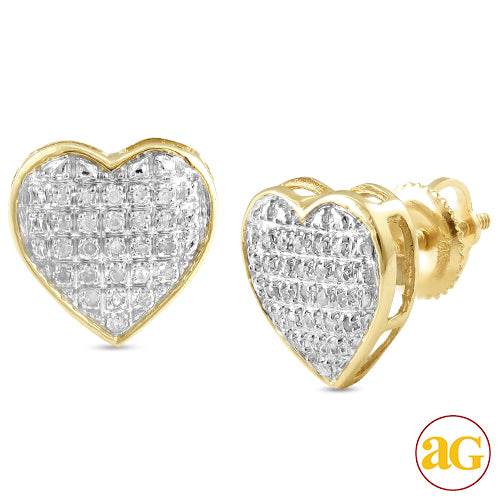 10KY 0.15CTW DIAMOND HEART DOME EARRINGS - Norma's Jewelry