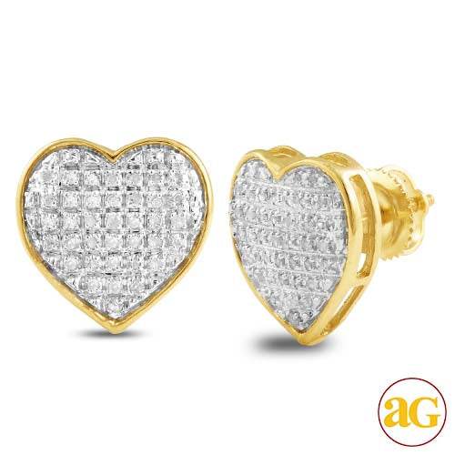 10KY 0.20CTW DIAMOND HEART DOME EARRINGS - Norma's Jewelry