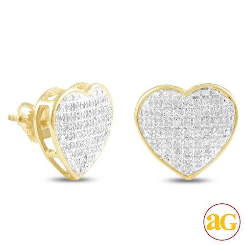 10KY 0.30CTW DIAMOND HEART DOME EARRINGS - Norma's Jewelry