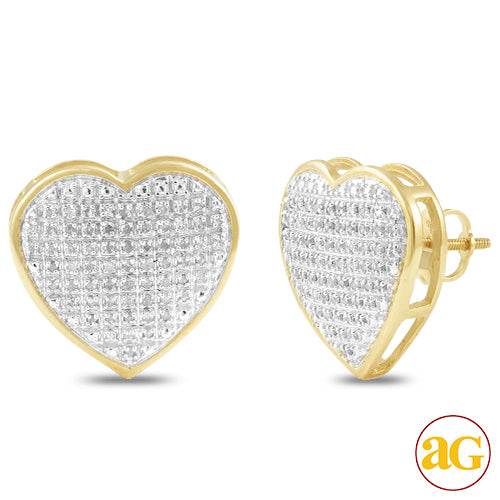 10KY 0.40CTW DIAMOND HEART DOME EARRINGS - Norma's Jewelry