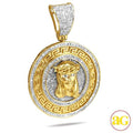 10KY 0.75CTW DIAMOND GREEK KEY JESUS HEAD MEDALLIO - Norma's Jewelry