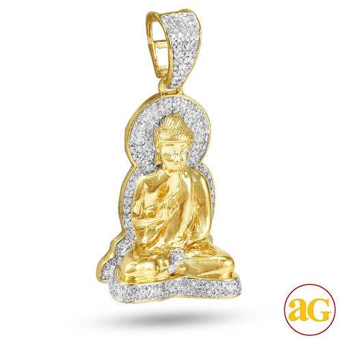 10KY 0.50CTW DIAMOND SITTING BUDDHA PENDANT - Norma's Jewelry