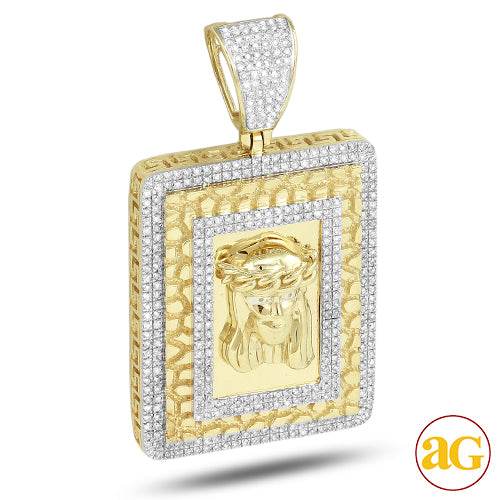 10KY 1.30CTW DIAMOND JESUS DOGTAG WITH NUGGET - Norma's Jewelry