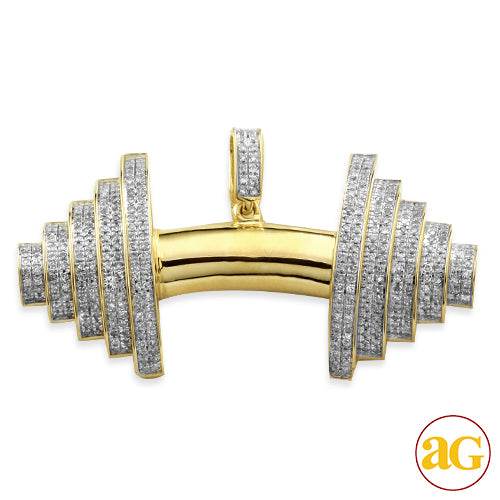 10KY 1.00CTW DIAMOND DUMBELL PENDANT - Norma's Jewelry