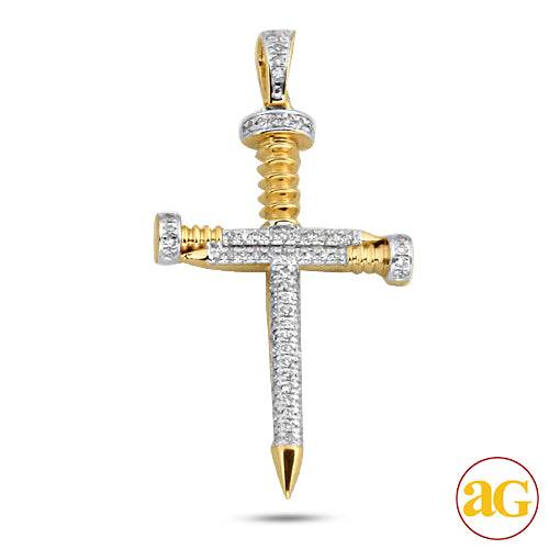 10KY 0.30CTW DIAMOND NAILS CROSS PENDANT - Norma's Jewelry