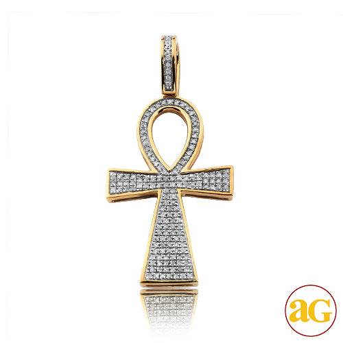 10KY 0.40CTW DIAMOND ANKH CROSS PENDANT - Norma's Jewelry