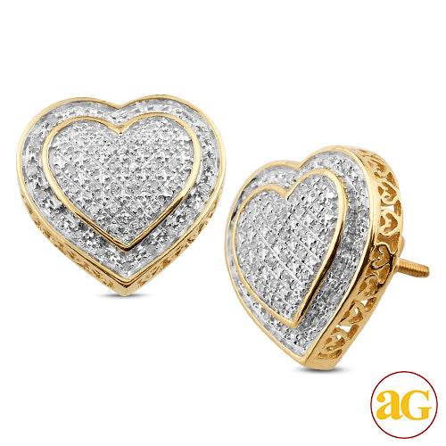 10KY 0.20CTW DIAMOND 3-D HEART SHAPED EARRINGS - Norma's Jewelry