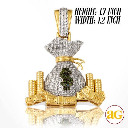 10KY 0.75CTW DIAMOND MONEY BAG WITH COINS PENDANT - Norma's Jewelry