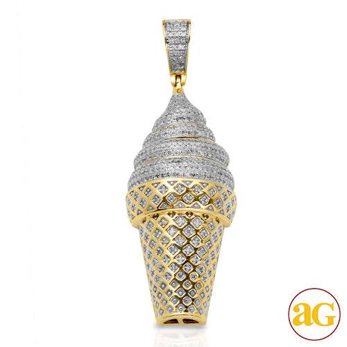 10KY 0.90CTW DIAMOND ICE CREAM CONE PENDANT - Norma's Jewelry
