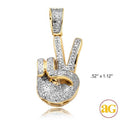 10KY 0.25CTW DIAMOND HAND PEACE SIGN PENDANT - Norma's Jewelry