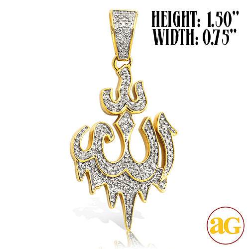 10KY 0.35CTW DRIPPING DIAMONDS ALLAH PENDANT - Norma's Jewelry