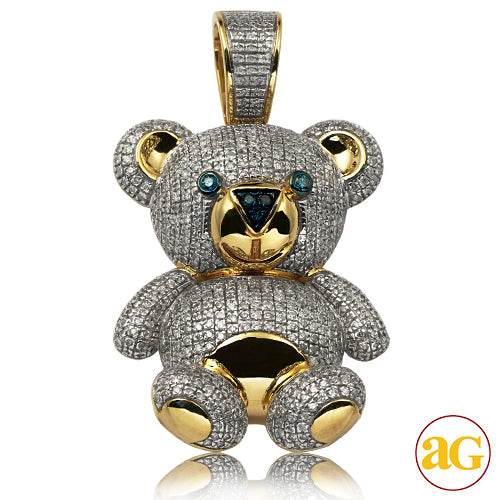10KY 2.75CTW GREEN AND WHITE DIAMOND TEDDY BEAR - Norma's Jewelry