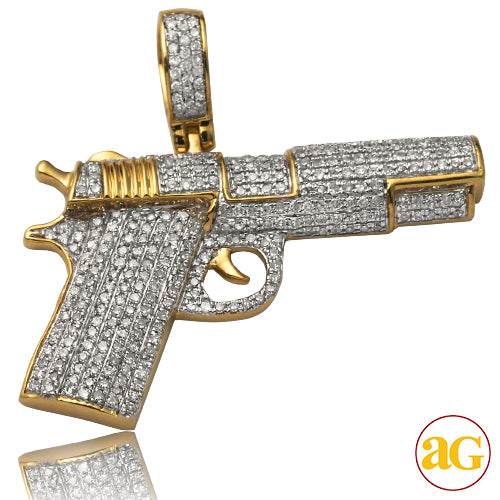 10KY 1.00CTW DIAMOND HANDGUN PENDANT - Norma's Jewelry