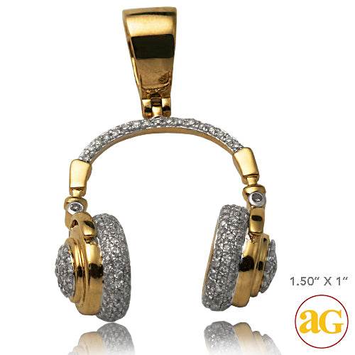 10KY 1.10CTW DIAMOND HEADPHONES PENDANT - Norma's Jewelry