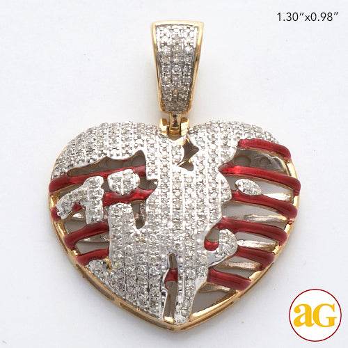 10KY 0.70CTW DIAMOND BROKEN HEART RIBCAGE PENDANT - Norma's Jewelry