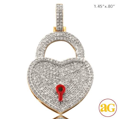 10KY 1.00CTW HEART LOCK DIAMOND PENDENT - Norma's Jewelry