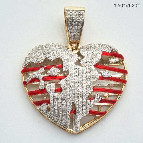10KY 1.00CTW DIAMOND BROKEN HEART RIBCAGE PENDANT - Norma's Jewelry