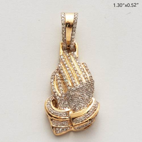 10KY 0.35CTW DIAMOND PRAYING HANDS PENDANT - Norma's Jewelry