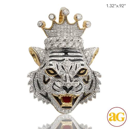 10KY 0.80CTW MICROPAVE DIAMOND TIGER WITH CROWN - Norma's Jewelry