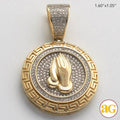 10KY 0.65CTW DIAMOND PRAYING HANDS MEDALLION - Norma's Jewelry
