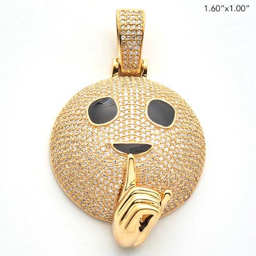 10KY 1.65CTW DIAMOND 'SHHHH' EMOJI PENDANT - Norma's Jewelry