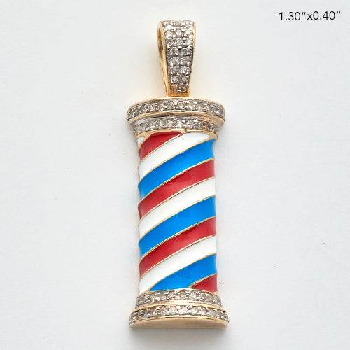 10KY 0.35CTW DIAMOND BARBER POLE PENDANT - Norma's Jewelry