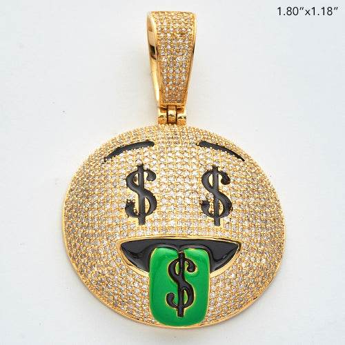 10KY 3.15CTW DIAMOND MONEY FACE EMOJI PENDANT - Norma's Jewelry
