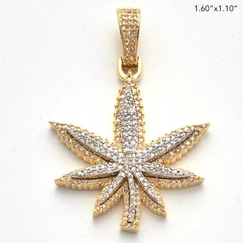 10KY+W 1.15CTW DIAMOND HERBAL MEDICINE LEAF - Norma's Jewelry