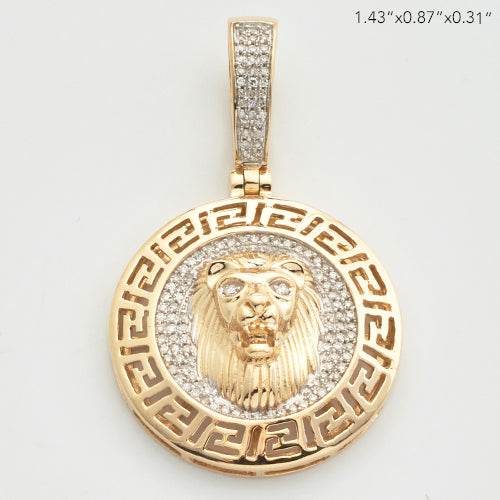 10KY 0.25CTW DIAMOND LION HEAD MEDALLION WITH - Norma's Jewelry