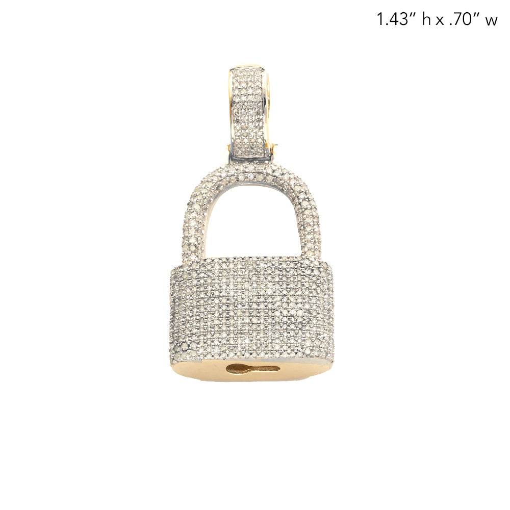 10KY 1.00CTW MICROPAVE DIAMOND PADLOCK PENDANT - Norma's Jewelry