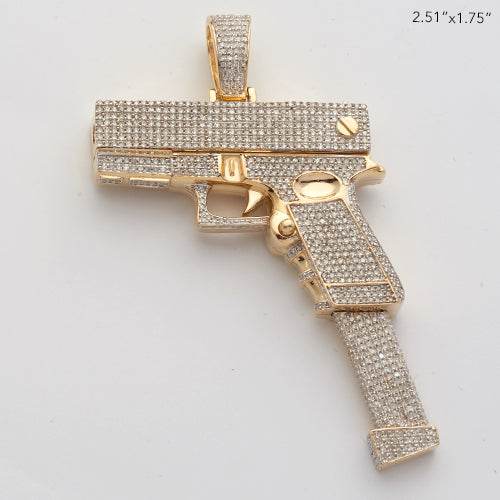 10KY 2.15CTW DIAMOND GUN PENDANT WITH EXTENDED MAG - Norma's Jewelry
