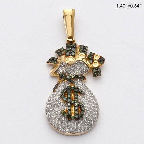 10KY 1.10CTW GREEN AND WHITE DIAMOND MONEYBAG - Norma's Jewelry